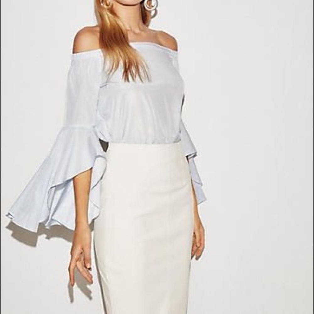 Express off the shoulder petal sleeve top